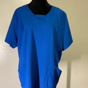 Vibrant Blue Short Sleeve Women's Scrub Top